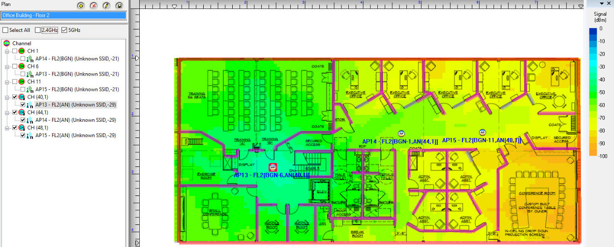 WLAN Site Survey - Interior Office Heat Map